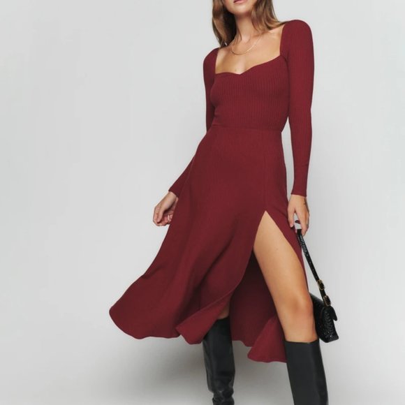Reformation Dresses & Skirts - Reformation - NWT Banks Knit Dress (Color: Chianti, Size: Small)